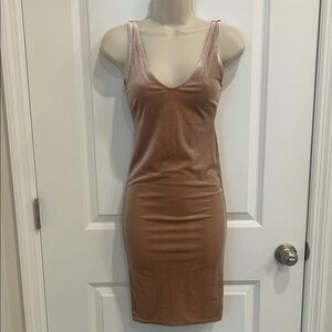 Sleek Tan Velvet Dress